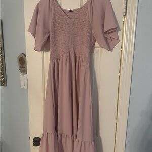 Light Pink Flutter Sleeve Dress